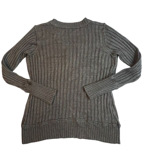 Maurice Sweater Womens 2X Gray Rainbow Rib Knit V Neck Preppy Academia Blouse - Picture 6 of 12